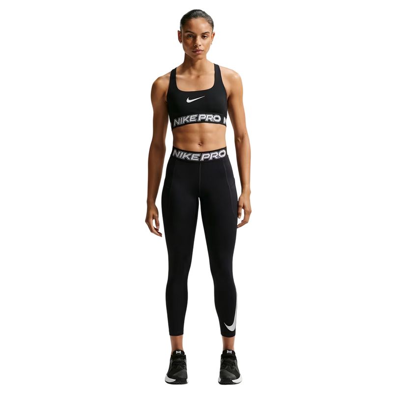Nike Womens/Ladies Pro Side Pocket 7/8 Leggings / Black/White